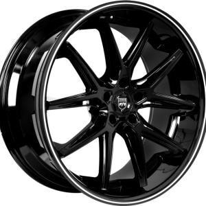 22″ LEXANI WHEELS CIRCUIT GLOSS BLACK FACE WITH CNC GROOVES FINISH RIMS