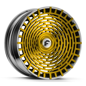 20″ FORGIATO WHEELS PARLANTE ECL GOLD POLISHED WITH CHROME LIP XL FLOATING CAP FORGED FINISH RIMS