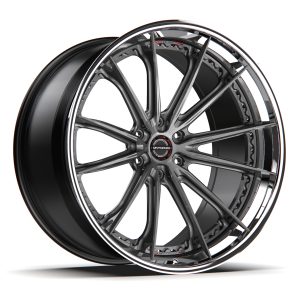 24″ MV FORGED WHEELS GS-600 SPOKE-LITE SERIES BRUSHED TITANIUM BLACK POLISHED LIP FINISH