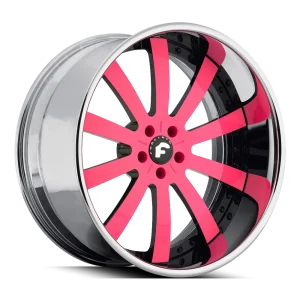 24″ FORGIATO WHEELS CONCAVO 2-TONE HOT PINK AND BLACK FACE WITH CHROME LIP FORGED FINISH RIMS