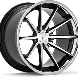 22″ FERRADA WHEELS FR4 BLACK MACHINED CHROME LIP FINISH RIMS