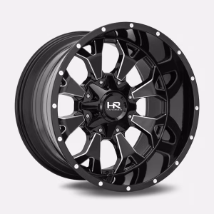 22″ HARDROCK WHEELS H711 DEVASTATOR GLOSS BLACK MILLED OFF-ROAD RIMS