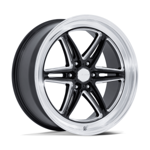 20″ AMERICAN RACING WHEELS VINTAGE VN472 BURNOUT TWO-PIECE BLACK MILLED CENTER POLISHED LIP RIMS