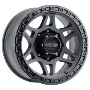 17″ METHOD WHEELS MR312 MATTE BLACK WITH GLOSS BLACK LIP FINISH RIMS