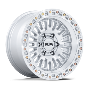 17″ KMC WHEELS KM554 AZTEC GLOSS SILVER WITH MACHINED FACE FINISH RIMS