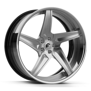 24″ FORGIATO WHEELS G-CODE ECL BRUSHED SILVER FACE WITH CHROME LIP AND BLACK INNER FORGED RIMS