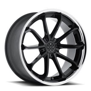 22″ BLAQUE DIAMOND WHEELS BD-23 GLOSS BLACK CHROME LIP FINISH RIMS