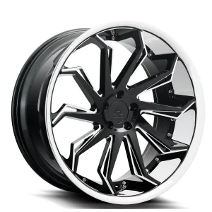 22″ AZAD WHEELS AZ1101 GLOSS BLACK WITH CHROME LIP FINISH RIMS