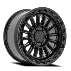 17″ ARENA WHEELS CO A130 PODIUM SATIN BLACK CENTER GLOSS BLACK LIP OFF-ROAD RIMS