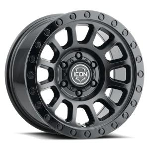 17″ ICON WHEELS HULSE SATIN BLACK GLOSS BLACK LIP FINISH RIMS