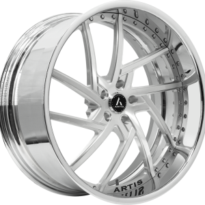 24″ ARTIS FORGED FAIRFAX BRUSHED SILVER FACE CHROME LIP FINISH RIMS