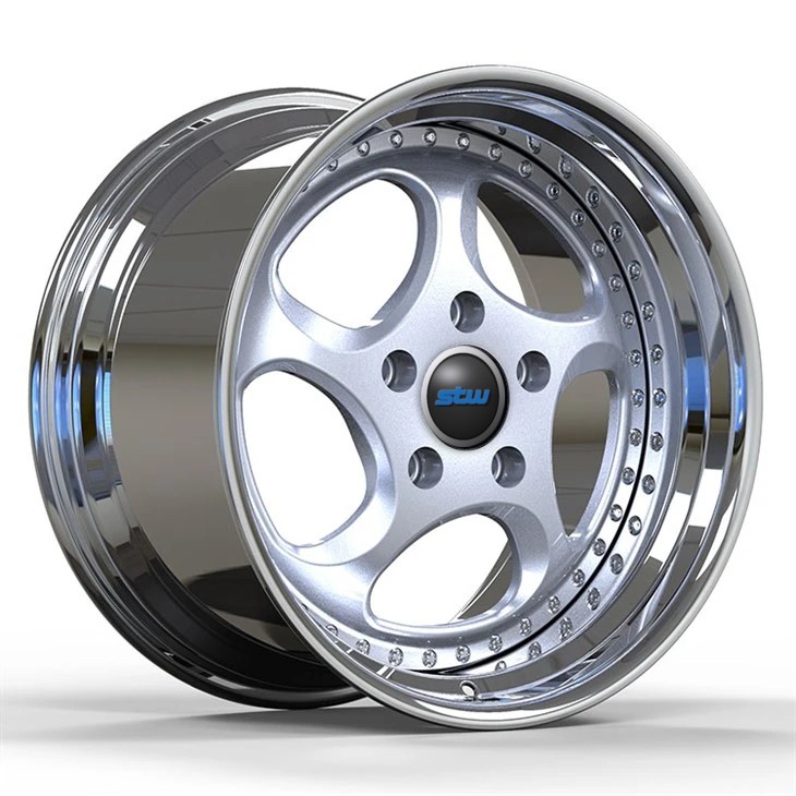 Silver Disc And Polished Lip 18x8.0 And 18x12 Custom 2-pc Rims For Porsche 928 1988