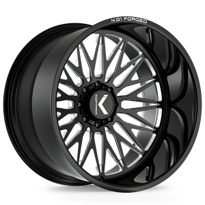 22″ KG1 FORGED WHEELS SEISMIC KC059 GLOSS BLACK MILLED FINISH RIMS