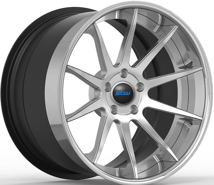 Silver Multiple Spokes 3 Piece forged Wheels