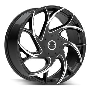 24×8.5″ STRADA WHEELS INFERNO GLOSS BLACK MILLED TIPS RIMS