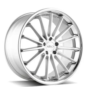 22″ AZAD WHEELS AZ24 BRUSHED FACE WITH CHROME CHROME LIP RIMS