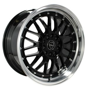 18″ ELEGANT WHEELS E28 GLOSS BLACK CENTER WITH MACHINED LIP FINISH RIMS