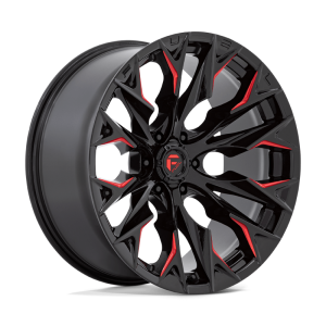 22″ FUEL WHEELS D823 FLAME 6 GLOSS BLACK RED MILLED OFF-ROAD RIMS
