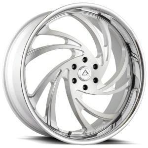 26″ AZAD WHEELS AZ DRIP BRUSHED SILVER WITH CHROME LIP FINISH RIMS