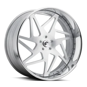 20″ FORGIATO WHEELS FINESTRO BRUSHED SILVER WITH CHROME LIP FORGED FINISH RIMS