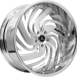 20″ ARTIS FORGED WHEELS FILLMORE BRUSHED SILVER FACE CHROME LIP FINISH