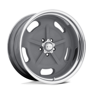 17″ AMERICAN RACING WHEELS VINTAGE VN470 SALT FLAT SPECIAL MAG GRAY CENTER POLISHED BARREL RIMS