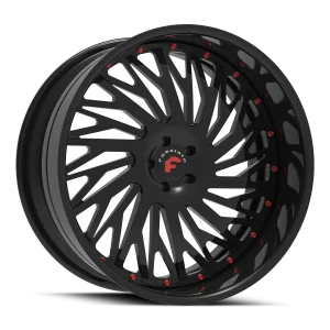 22″ FORGIATO WHEELS BIAFORCA SATIN BLACK FACE WITH GLOSS BLACK LIP AND RED RIVETS FORGED FINISH RIMS
