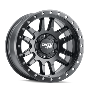 17″ DIRTY LIFE WHEELS CANYON 9309 MATTE BLACK BLACK LIP OFF-ROAD RIMS
