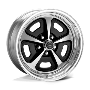 15″ AMERICAN RACING WHEELS VINTAGE VN500 TWO-PIECE GLOSS BLACK POLISHED CENTER BARREL RIMS