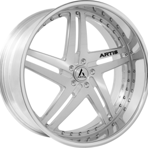 24″ ARTIS FORGED LUCID M BRUSHED SILVER FACE CHROME LIP FINISH RIMS