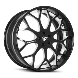 24″ FORGIATO WHEELS DREA 2-TONE BLACK AND WHITE FACED WITH BLACK LIP FORGED FINISH RIMS