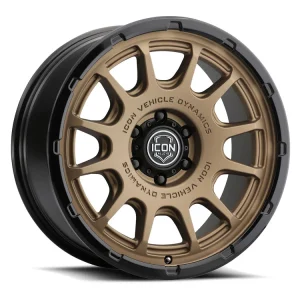 20″ ICON ALLOYS WHEELS RANCHO SATIN BRONZE GLOSS BLACK LIP OFF-ROAD RIMS