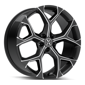 18″ XCESS WHEELS X05 5 FLAKE GLOSS BLACK MILLED FINISH RIMS