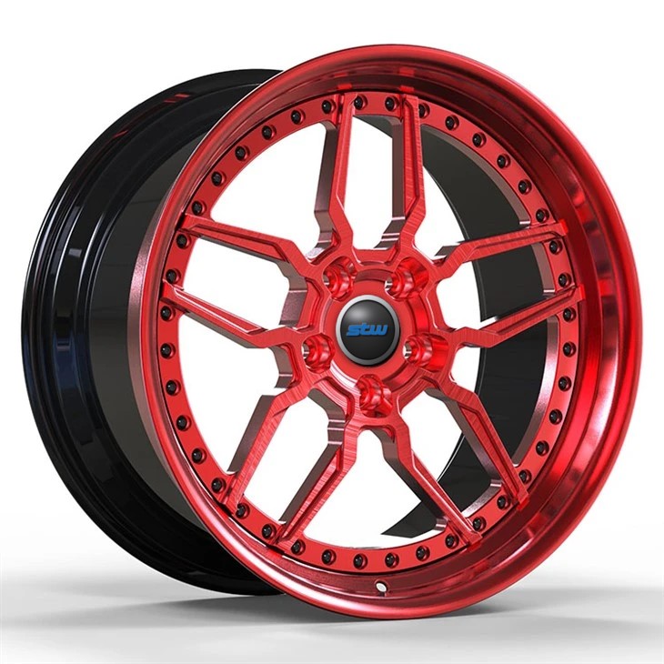 2 Piece Forged Wheels Custom Spoke Shapes 21x10.5 And 11.5 Brushed Candy Red For BMW M3 M4