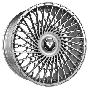 24″ VERTINI WHEELS VL SERIES LUXURY VL-2 BRUSHED SILVER WITH FLOATING CAP FLOW FORMED FINISH RIMS