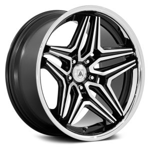 22″ ASANTI BLACK LABEL WHEELS DUKE GLOSS BLACK MACHINED FACE FINISH RIMS