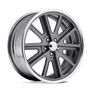 17″ AMERICAN RACING WHEELS VINTAGE VN407 TWO PIECE MAG GRAY CENTER POLISHED BARREL RIMS
