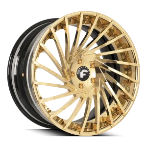 24″ FORGIATO WHEELS VENTOSO-ECL GOLD OVER CHROME WITH BLACK INNER FORGED FINISH RIMS