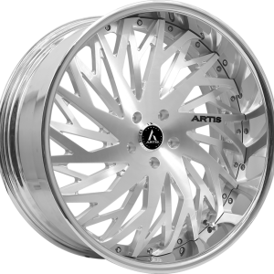 22″ ARTIS FORGED WHEELS NORTHTOWN BRUSHED SILVER FACE CHROME LIP FINISH RIMS