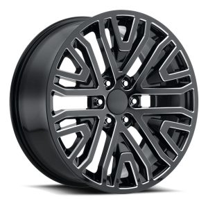 22″ FACTORY REPRODUCTION GMC MESH WHEELS FR 93 GLOSS BLACK BALL MILLED FINISH RIMS