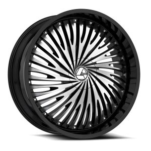 18″ AZARA WHEELS AZA-526 GLOSS BLACK MACHINED FINISH RIMS