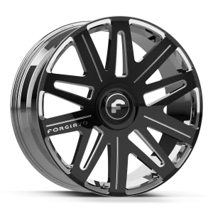 20″ FORGIATO WHEELS 713-1-M BLACK MILLED FACE WITH CHROME XL FLOATING CAPS FORGED FINISH RIMS