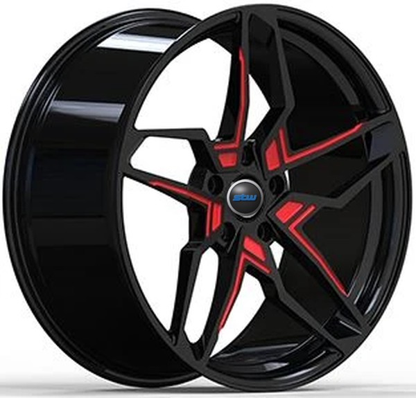 Mercedes Benz S500 2015 Gloss Black+Red Custom Rims 22x9.0 and 22x10.5