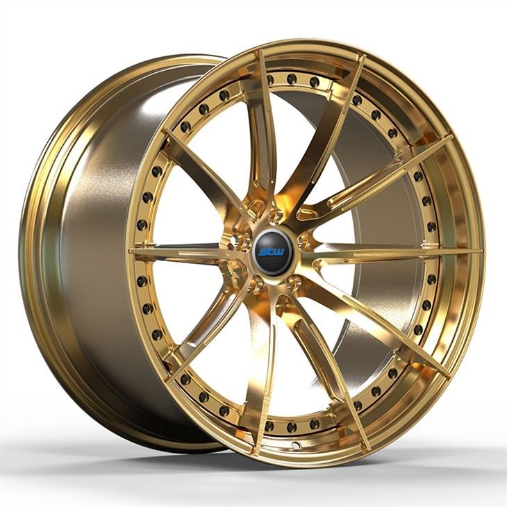 Audi A7 22x10.5 5 X112 Bolt Pattern Gold Polished Barrel +Gold Brushed Disc Custom 2-PC Rims