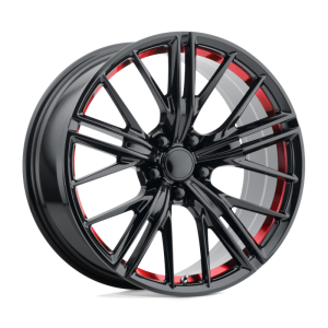 20″ PERFORMANCE REPLICAS WHEELS PR194 GLOSS BLACK RED UNDERCUT RIMS