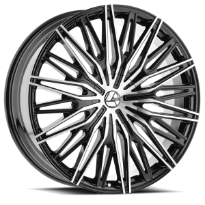 24″ AZARA WHEELS AZA-522 GLOSS BLACK MACHINED FINISH RIMS
