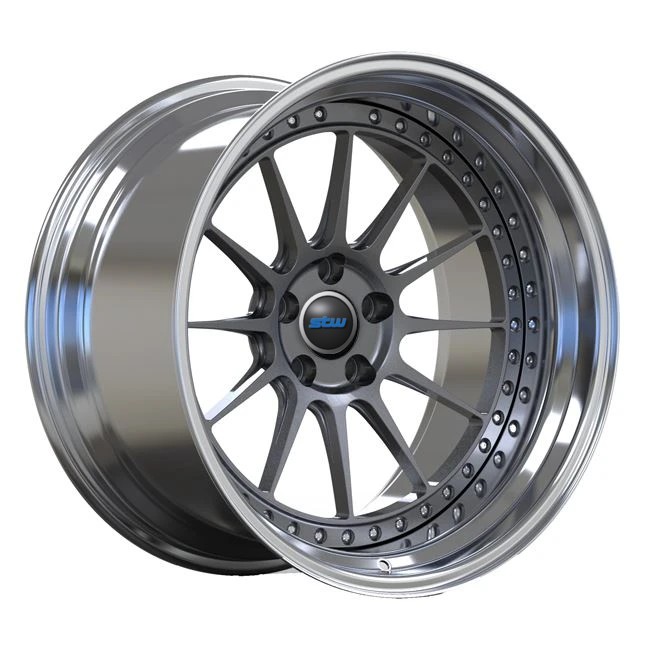 Polished Lip Forged Rims 2 Piece PC Deep Dish For Audi S3 Custom Gun Metal Spokes Discs Wheels