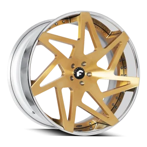 24″ FORGIATO WHEELS FINESTRO-ECL BRUSHED GOLD FACE WITH CHROME LIP FORGED FINISH RIMS