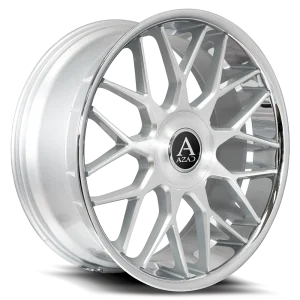 26″ AZAD WHEELS AZV02 BRUSHED SILVER FLOATING CAP FINISH RIMS