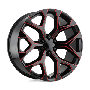 26″ PERFORMANCE REPLICAS WHEELS PR176 GLOSS BLACK RED MILLED RIMS